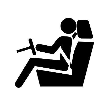 Driver sitting in the driver's seat and driving. Editable vector.