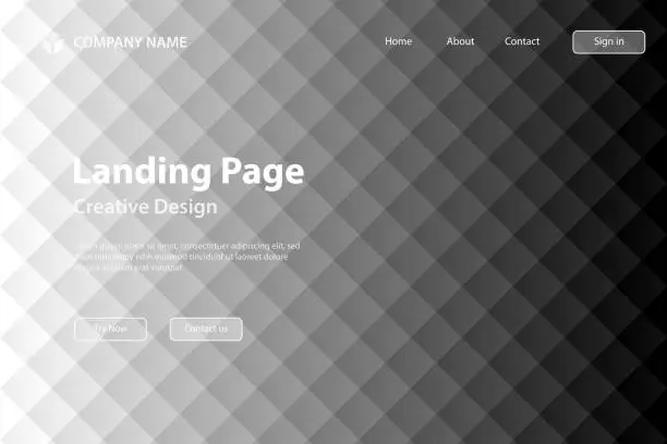 Vector illustration of Landing page Template - Geometric background with mosaic and Gray gradient