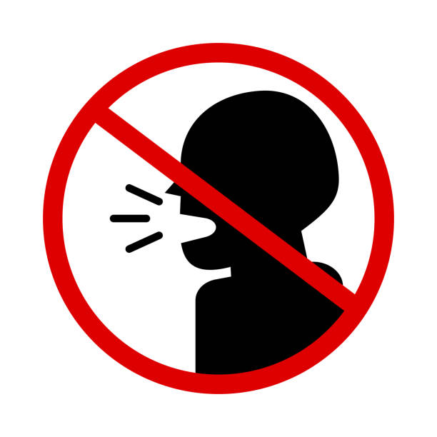 厳密に話すアイコンはありません。大声で話さないでください。ベクトル。 - do not disturb sign audio点のイラスト素材／クリップアート素材／マンガ素材／アイコン素材
