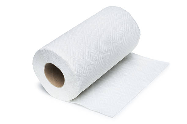 Kitchen Towel Roll of paper kitchen towel isolated on white. paper towel stock pictures, royalty-free photos & images