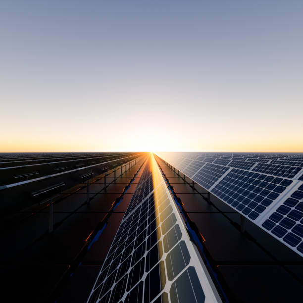 istock 3d rendering of floating solar with sky background. 1677726609