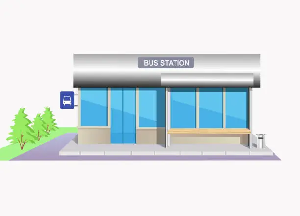 Vector illustration of Bus station