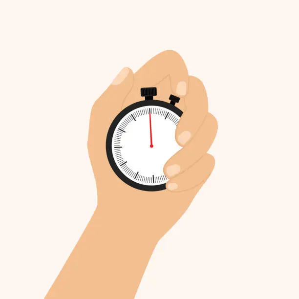 Vector illustration of Time Control And Time Management Concept With Human Hand Holding Stopwatch