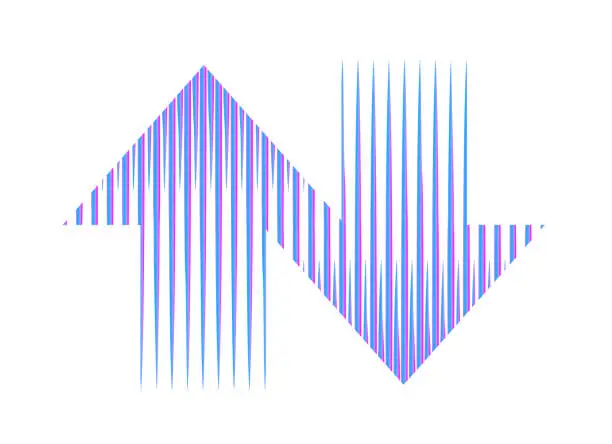 Vector illustration of Up and down Arrow symbol with vertical stripes