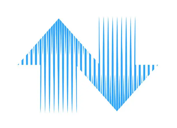 Vector illustration of Up and down Arrow symbol with vertical stripes