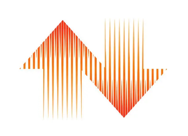 Vector illustration of Up and down Arrow symbol with vertical stripes