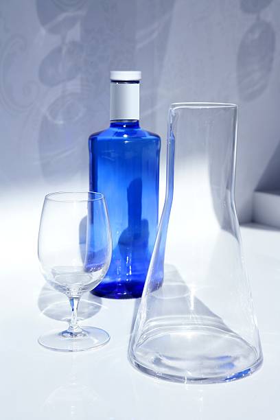 istock Blue water bottle with glass, transparent shadow 167773665