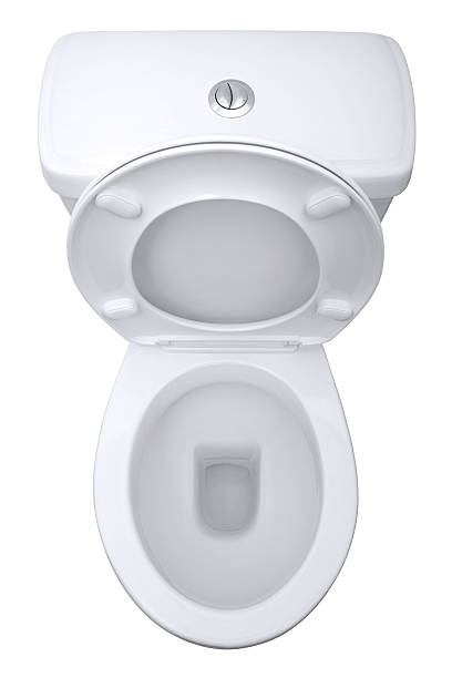 Toilet isolated Toilet from above, isolated on a white background with clipping path. toilet bowl stock pictures, royalty-free photos & images