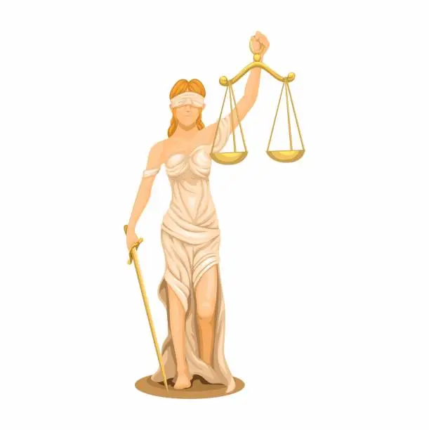 Vector illustration of Lady Justice Figure Character. Law Mascot Symbol Illustration Vector