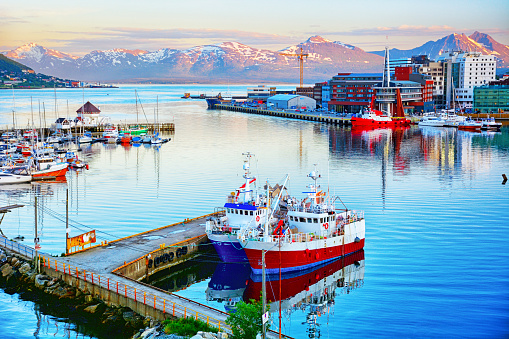 Panoramic View of Tromso harbour, North Norway