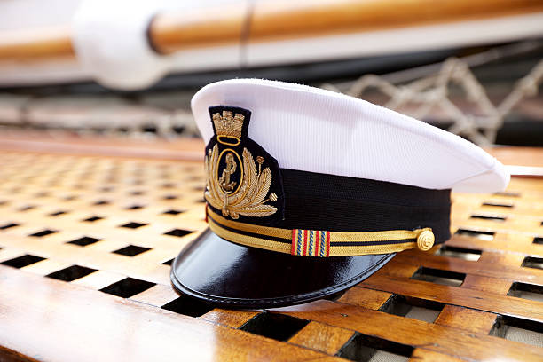 Captain's Hat Close up of nautical captain's hat sailor hat stock pictures, royalty-free photos & images