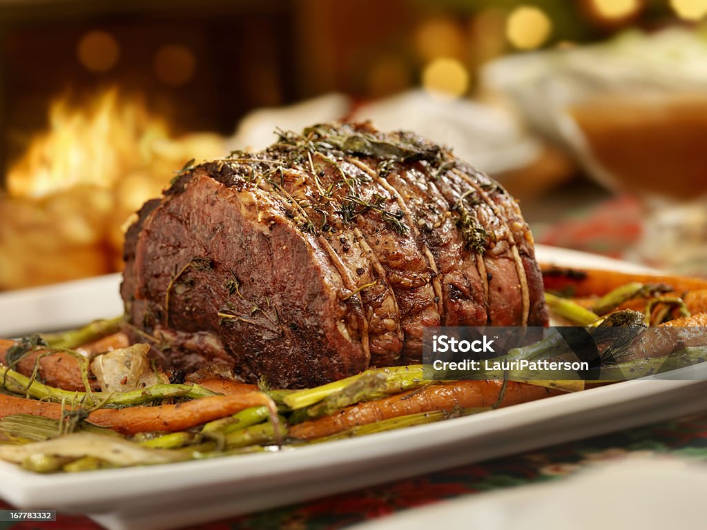 Assado Jantar de Natal de Carne - Royalty-free Rosbife Foto de stock