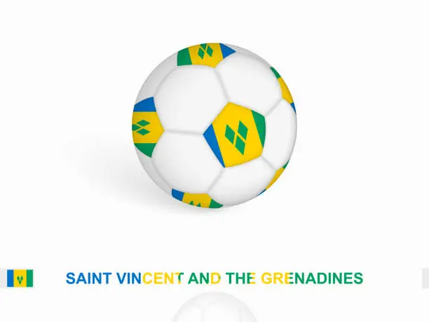 Vector illustration of Soccer ball with the Saint Vincent and the Grenadines flag, football sport equipment.