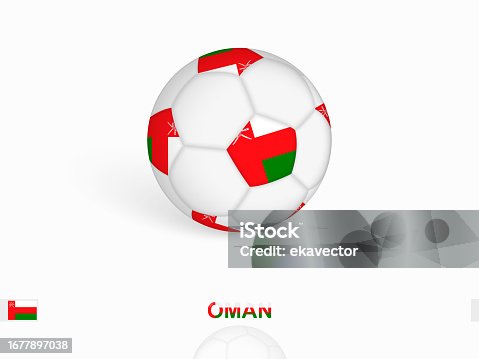istock Soccer ball with the Oman flag, football sport equipment. 1677897038