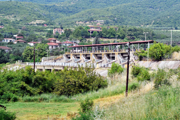 Greece, dam lock of Lake Kerkini in Central Macedonia an artificial lake and nature reserve for birds