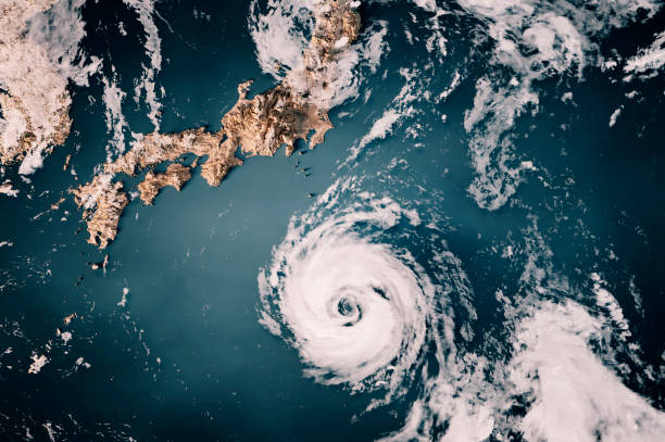 typhoon lan 2023 cloud map japan 3d render neutral - bão nhiệt đới bão táp hình ảnh sẵn có, bức ảnh & hình ảnh trả phí bản quyền một lần