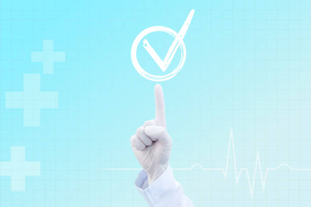 istock Doctor's hands put on gloves Point to the checkbox for the Success Quality Checklist. 1677932782