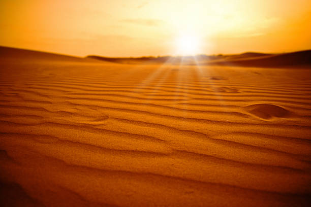 日の出で、サハラ砂漠 - landscape desert wave pattern erg chebbi dunes ストックフォトと画像