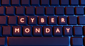 CYBER MONDAY illuminated letters on a computer keyboard