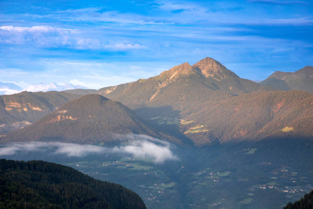 View from Hafling to Laugenspitze mountain, South Tyrol, in morning light