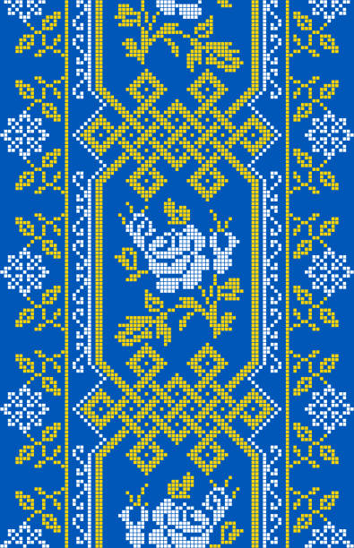 istock Vector illustration of Ukrainian ornament in ethnic style, identity, vyshyvanka, embroidery for print clothes, websites, banners. Background. Geometric design, border, copy space, frame 1677962355