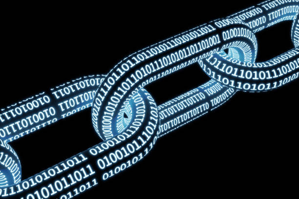 istock Background of the chain form of the blockchain concept expressed in digital binary, 3d rendering 1678021479