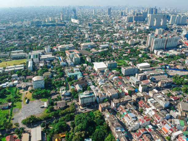 istock Aerial view of modern building skyscraper sunny day 1678051985