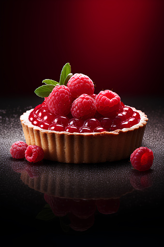 Raspberry tart sweet pie summer dessert french cuisine restaurant homemade pastry