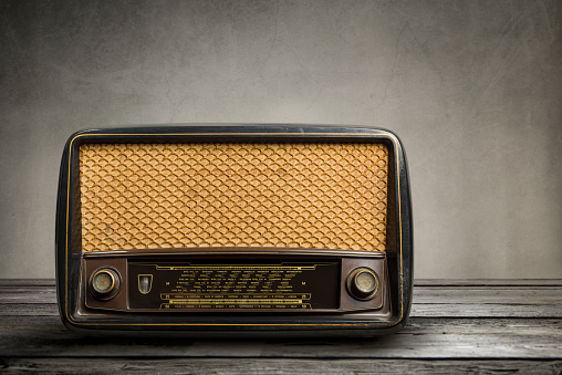 old radio isolated on a white background