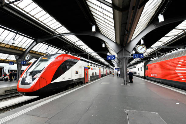 Zurich HB train station, A hub for rail transport that connects to other railway lines throughout the country and neighboring countries in Europe. Zurich - May 14,2023 : Zurich HB train station, A hub for rail transport that connects to other railway lines throughout the country and neighboring countries in Europe. zurich train station stock pictures, royalty-free photos & images