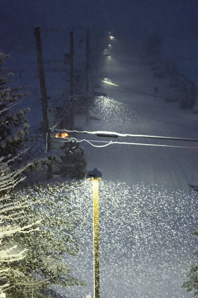 Free Stock Photo of Snow falling at night with a street light ...