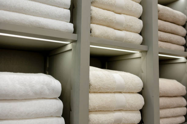 istock Luxury Hotel Comfort: Neatly Stacked White Towels 1678094128