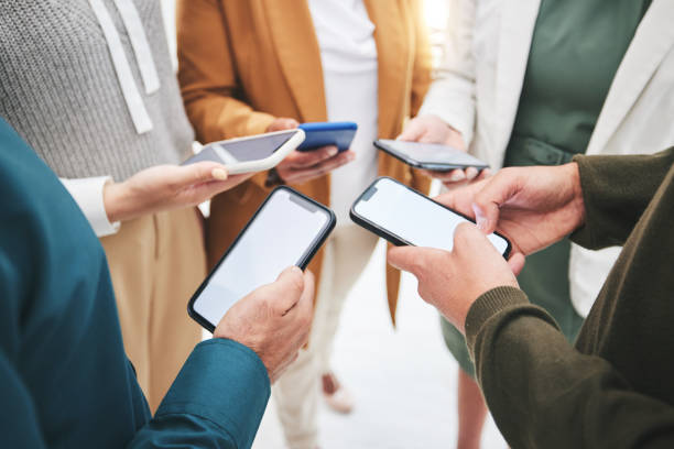 istock Mobile, hands or people networking in circle to share, info or news on online communication together. Social media, screen display or closeup of friends group in community with phone or technology 1678128385