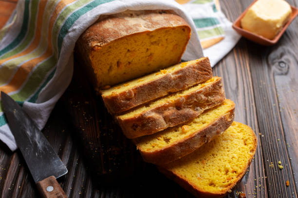 istock Homemade cornbread slices and butter on kitchen table 1678151925
