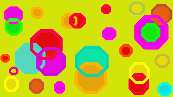 Various octagonal shapes, bright colors