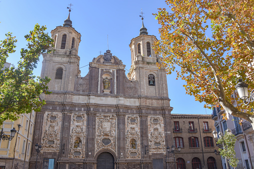 Zaragoza, Spain - 23 Oct, 2021: Church of Santa Isabel de Portugal in the Plaza del Justicia, Zaragoza