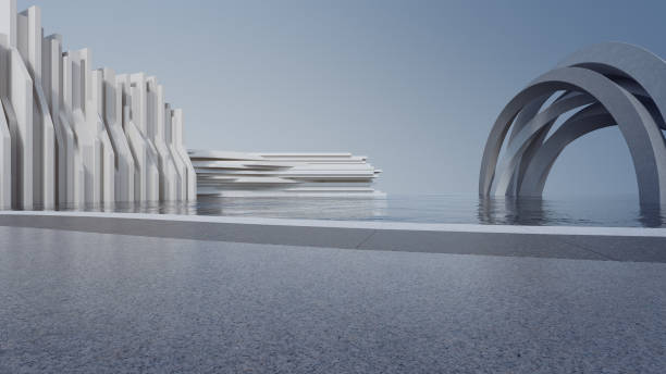 istock Abstract architecture design of modern building. Empty parking area floor and concrete structure. 1678194195