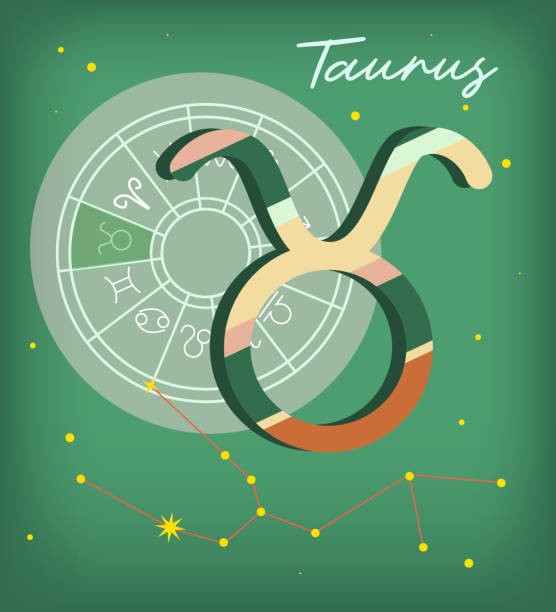 Taurus Horoscope sign vector. Astrological circle, Zodiac astrology element. Esoteric symbol for logo or icon Taurus Horoscope sign vector. Astrological circle, Zodiac astrology element. Esoteric symbol for logo or icon. pisces constellation tattoo stock illustrations
