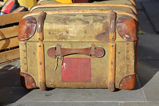 Vintage Luggage Trunk Case at Antique Market in London England