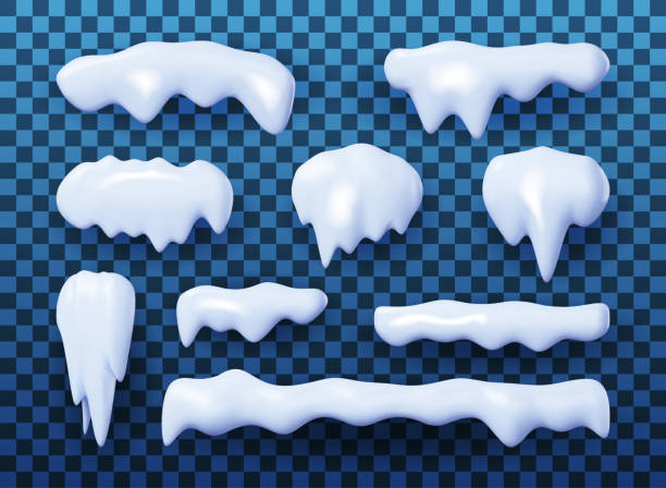 3D Set of Snow Shapes Isolated 3D Set of Snow Shapes Isolated. Render Collection of Snowdrifts. Piles of Snow Icicles. Snow Caps Different Sides. Merry Christmas Holiday. New Year and Xmas Celebration. Vector Illustration icicle cartoon stock illustrations