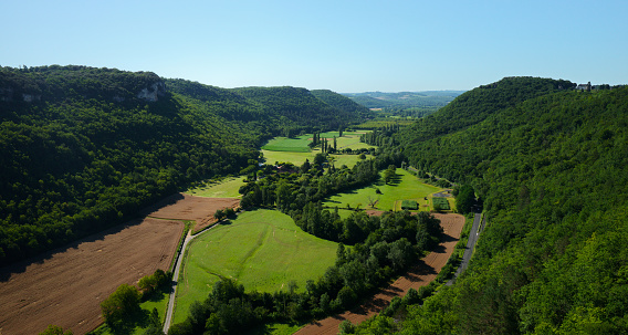 The Dordogne country close to Castelnaud drone view in France
