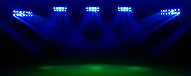 Vector illustration of Soccer stadium field with light vector sport arena