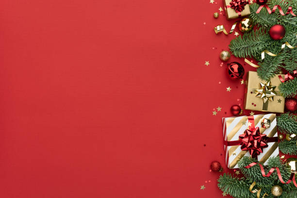istock Christmas Decoration Border on a Rad Background 1678283643