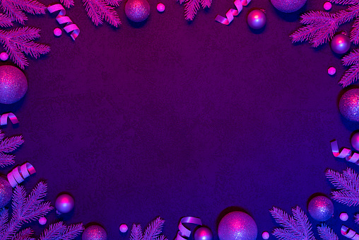 Christmas or New Year Frame on Neon Background