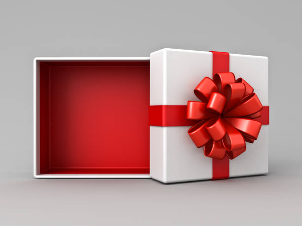 istock White gift box open with blank red bottom box or opened present box tied with red ribbon and bow isolated on gray white background with shadow minimal creative idea conceptual 3D rendering 1678287613