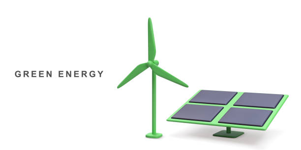 istock 3d realistic Solar Panel energy and Wind Turbines. Green Energy. Clean Energy. Vector illustration. 1678334714