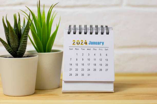 istock Hello January.The calendar for January 2024 is on the table. 1678352277