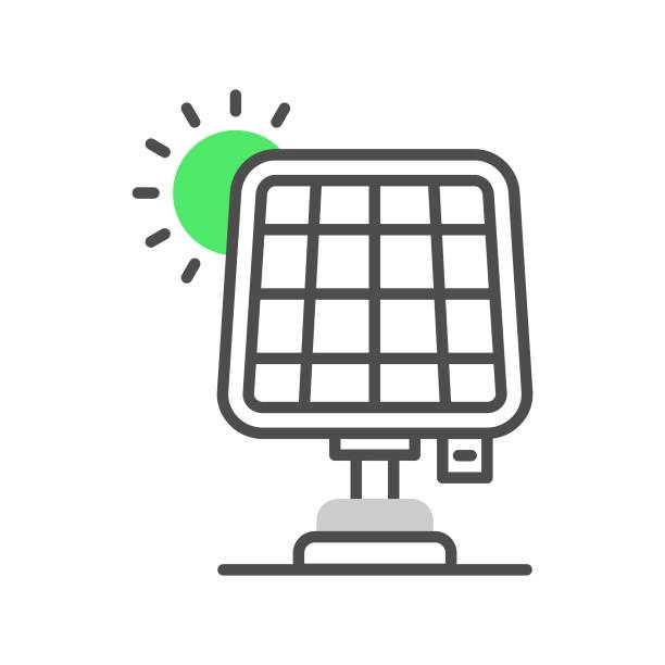 ilustraciones, imágenes clip art, dibujos animados e iconos de stock de icono del panel solar - solarpanel