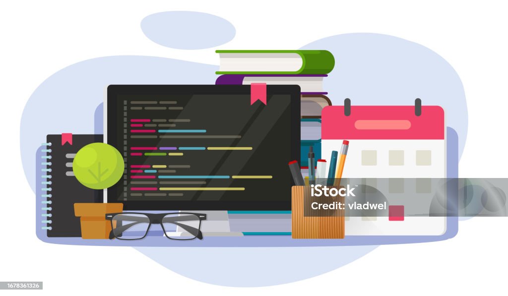 Code Programming Learning School Course Online Digital Education Vector ...