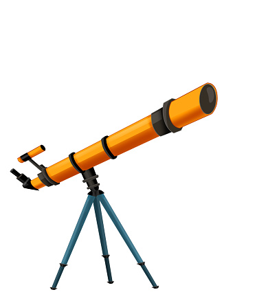 cartoon scene with colorful telescope equipement isolated illustration for kids